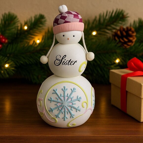 Snowgirl Sister Figurine Christmas Gift Magnetic Winter Snowflake Holiday Keepsa - Picture 1 of 16